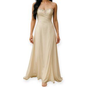 Jasmine Bridal Wedding Dress Size 8 Ivory Strapless Gown Beaded Embroidered Zip